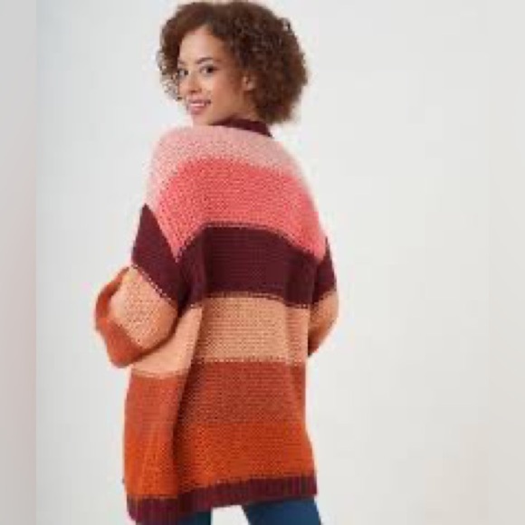 cleo Sweaters - Cleo Chunky Knit Fall Vibes Striped Cardigan Sweater Small Medium Oversized